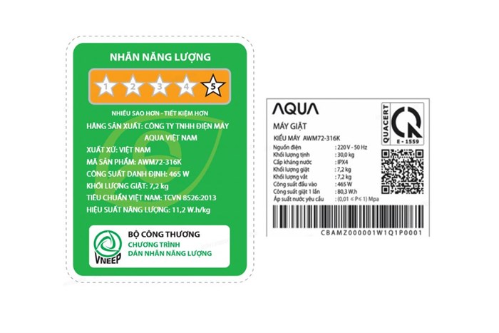 Máy giặt Aqua 7.2 kg AWM72-316K(S)